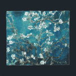 Van Gogh Almond Blossoms Dark Teal Fleece Blanket<br><div class="desc">Artist: Vincent Van Gogh
 Title: Almond Blossoms
 altered color</div>