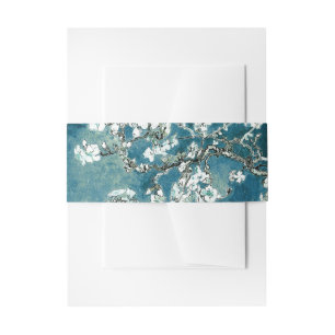 Van Gogh Almond Blossoms Dark Teal Invitation Belly Band
