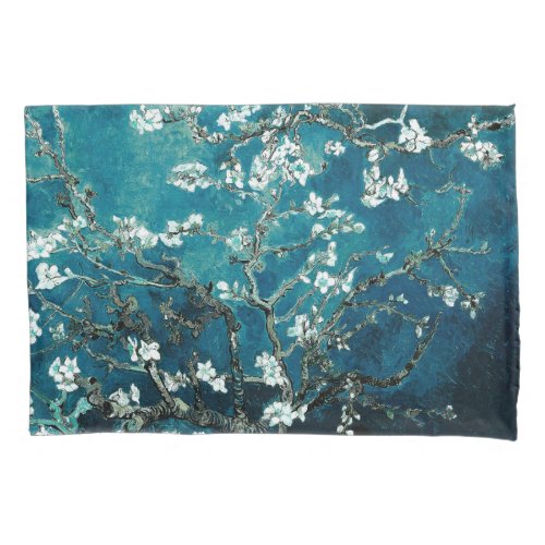 Van Gogh Almond Blossoms  Dark Teal Pillow Case