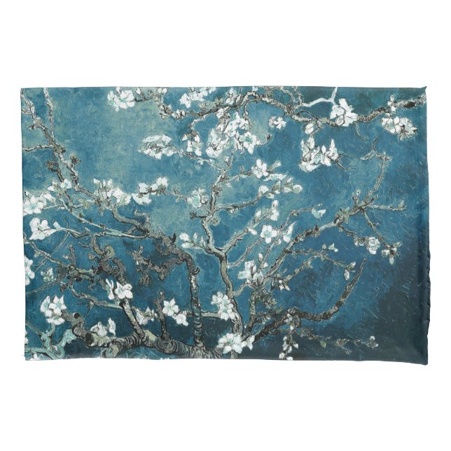 Van Gogh Almond Blossoms : Dark Teal Pillow Case (Front)