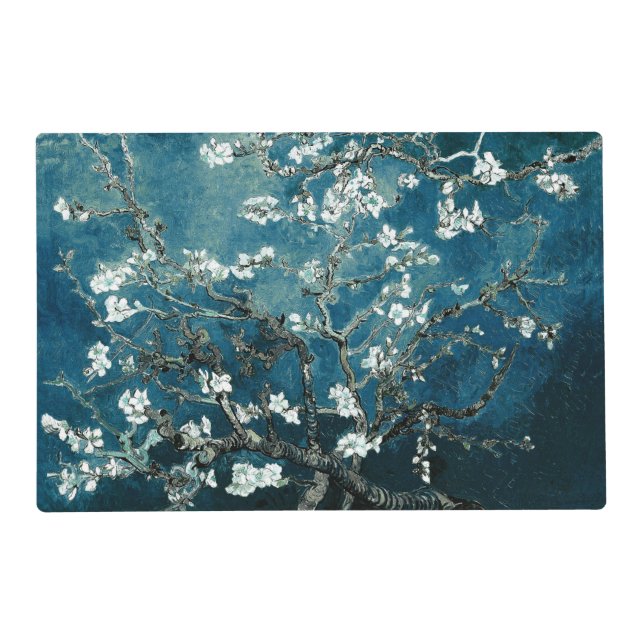 Van Gogh Almond Blossoms : Dark Teal Placemat (Front)