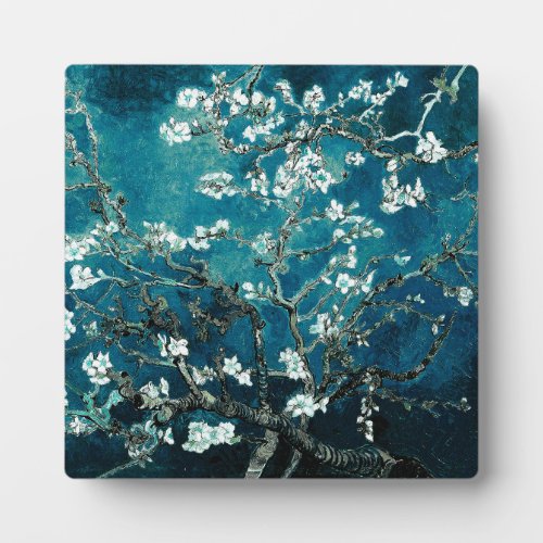Van Gogh Almond Blossoms Dark Teal Plaque