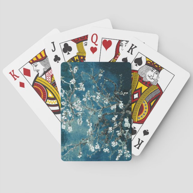 Van Gogh Almond Blossoms : Dark Teal Poker Cards (Back)