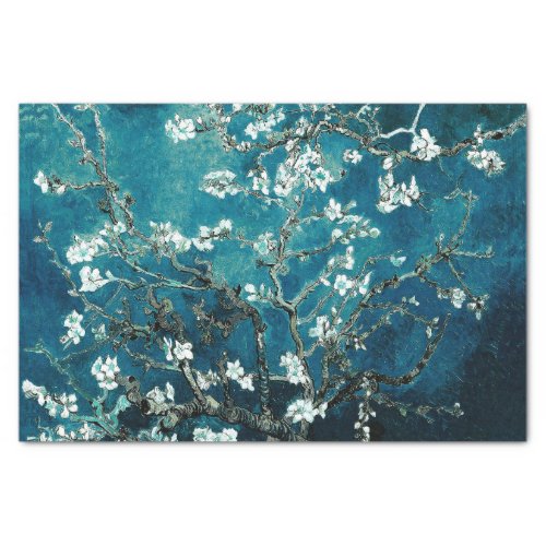 Van Gogh Almond Blossoms  Dark Teal Tissue Paper