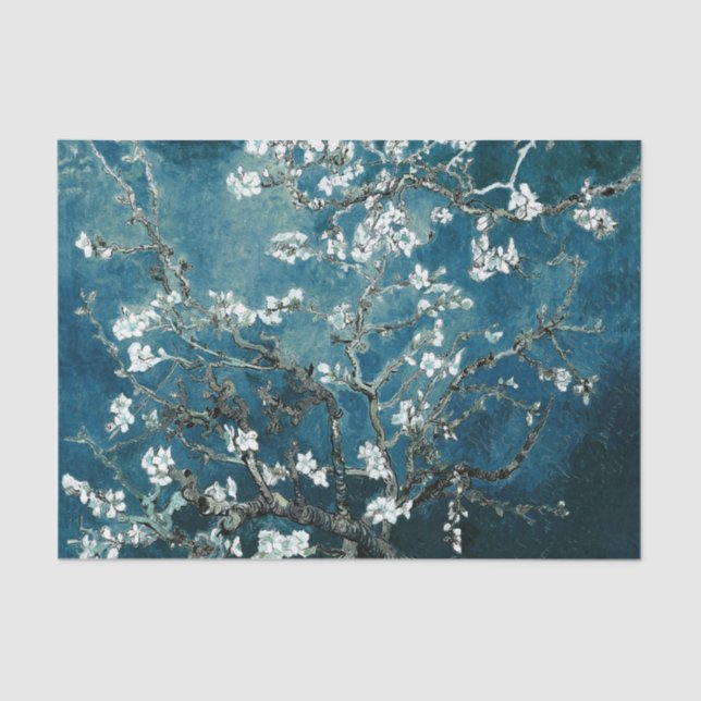 Van Gogh Almond Blossoms : Dark Teal Tissue Paper (Front)