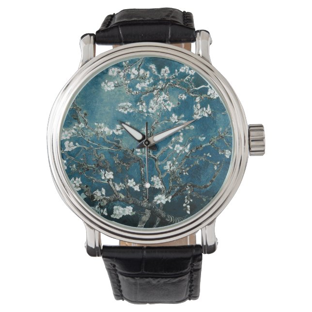 Van Gogh Almond Blossoms : Dark Teal Watch (Front)