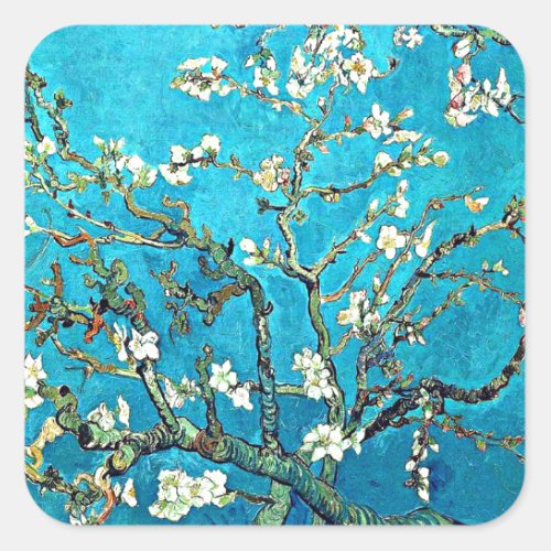 Van Gogh _ Almond Blossoms famous painting Square Sticker