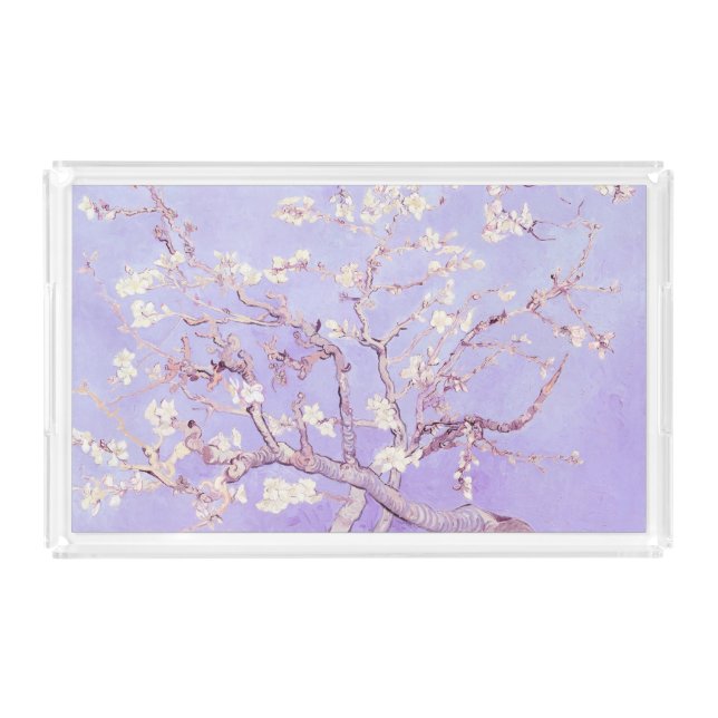 Van Gogh Almond Blossoms Lavender Acrylic Tray (Front)