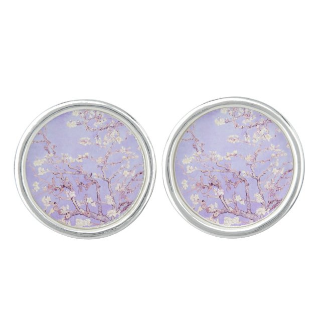 Van Gogh Almond Blossoms Lavender Cufflinks (Front)