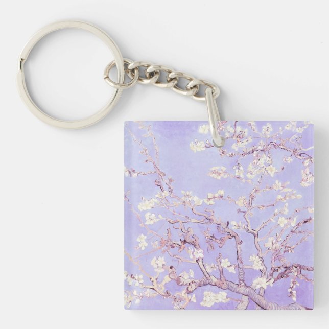Van Gogh Almond Blossoms Lavender Keychain (Front)