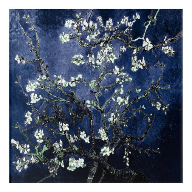 Van Gogh Almond Blossoms Midnight Blue Acrylic Print (Front)