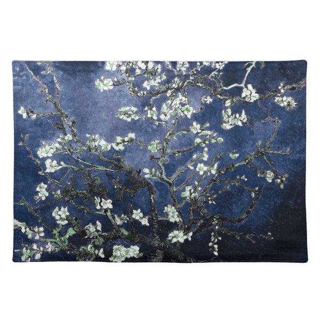 Van Gogh Almond Blossoms Midnight Blue Cloth Placemat (Front)