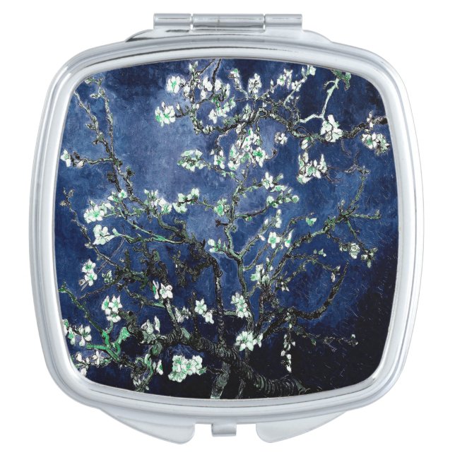 Van Gogh Almond Blossoms Midnight Blue Compact Mirror (Front)