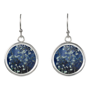 Van Gogh Almond Blossoms Midnight Blue Earrings