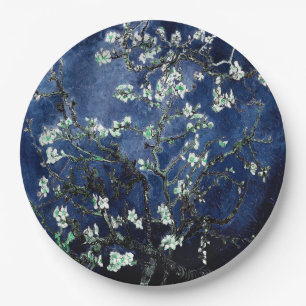 Van Gogh Almond Blossoms Midnight Blue Paper Plates