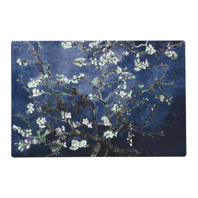 Van Gogh Almond Blossoms Midnight Blue Placemat (Back)