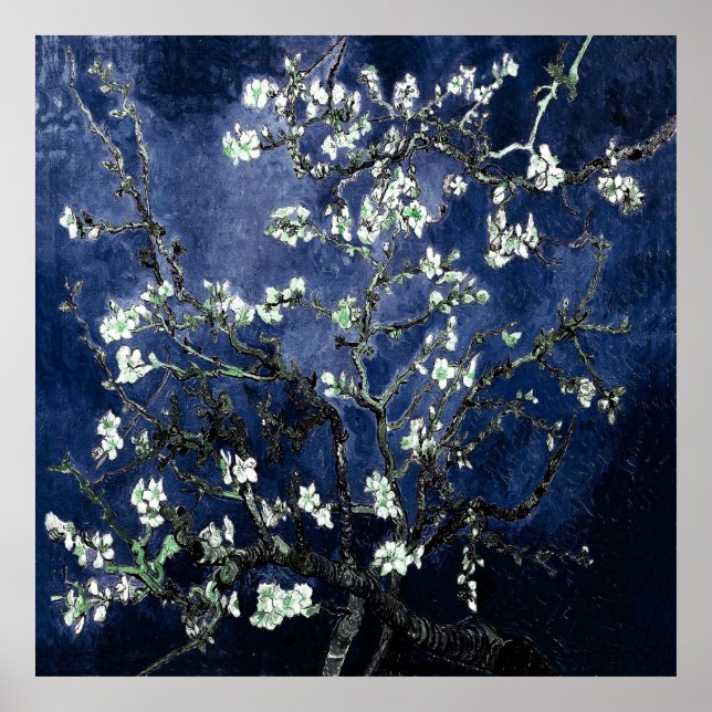 Van Gogh Almond Blossoms Midnight Blue Poster (Front)