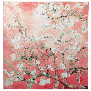 Van Gogh Almond Blossoms Peach Cloth Napkin