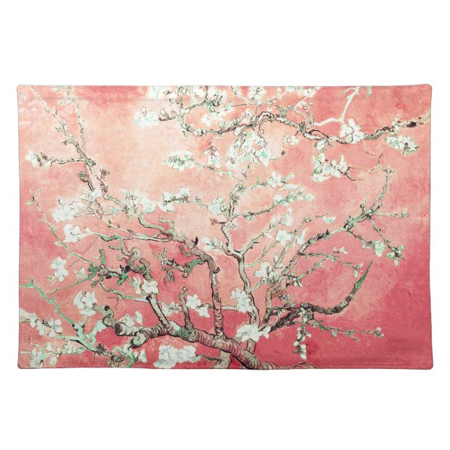 Van Gogh Almond Blossoms Peach Cloth Placemat (Front)