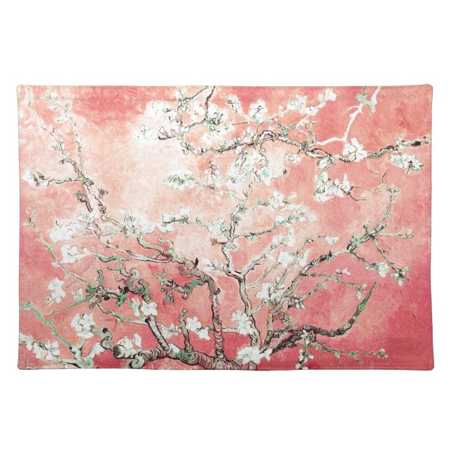 Van Gogh Almond Blossoms Peach Cloth Placemat (Front)
