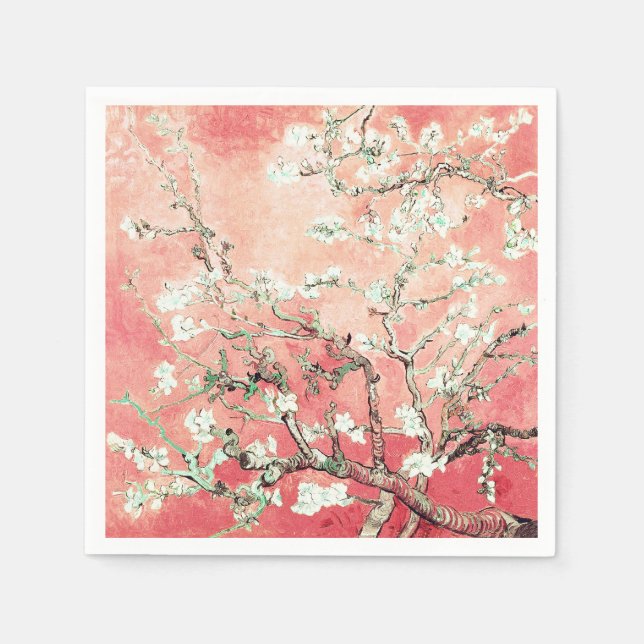 Van Gogh Almond Blossoms Peach Napkins (Front)