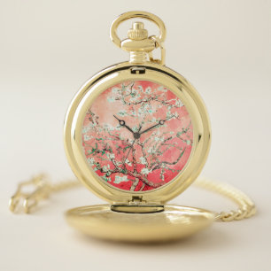 Van Gogh Almond Blossoms Peach Pocket Watch
