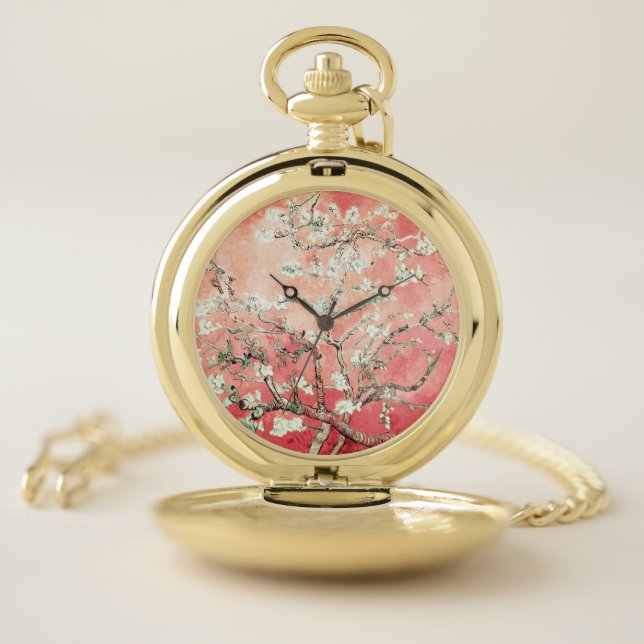 Van Gogh Almond Blossoms Peach Pocket Watch (Inside)