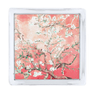 Van Gogh Almond Blossoms Peach Silver Finish Lapel Pin