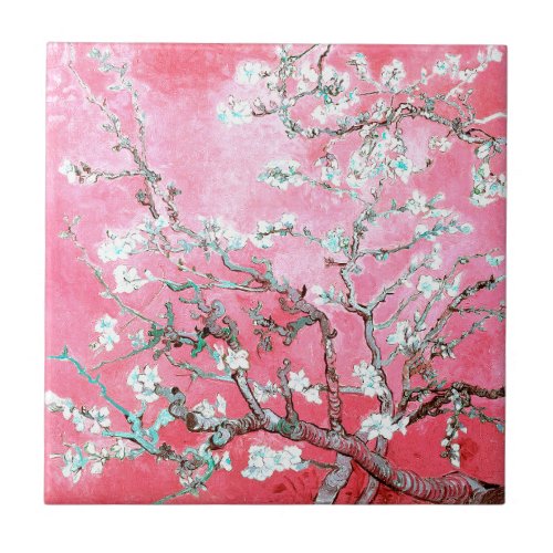 Van Gogh Almond Blossoms Pink Blue Ceramic Tile