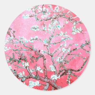 Van Gogh Almond Blossoms Pink Blue Classic Round Sticker