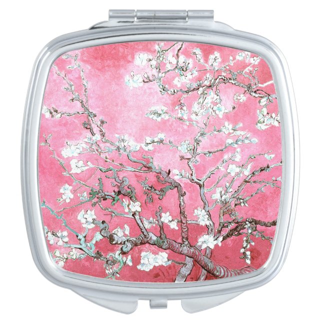 Van Gogh Almond Blossoms Pink Blue Compact Mirror (Front)