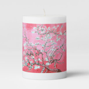 Van Gogh Almond Blossoms Pink Blue Pillar Candle
