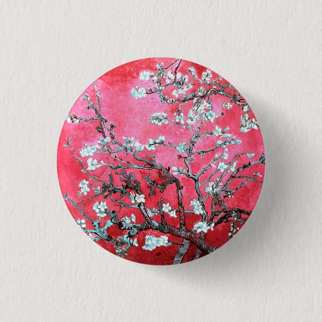 Van Gogh Almond Blossoms Red blue  Button (Front)