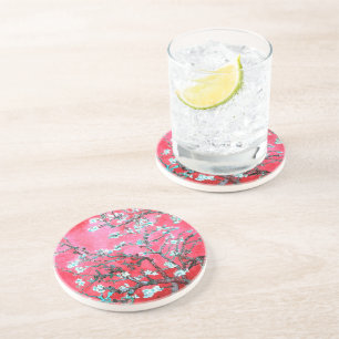 Van Gogh Almond Blossoms Red blue Coaster
