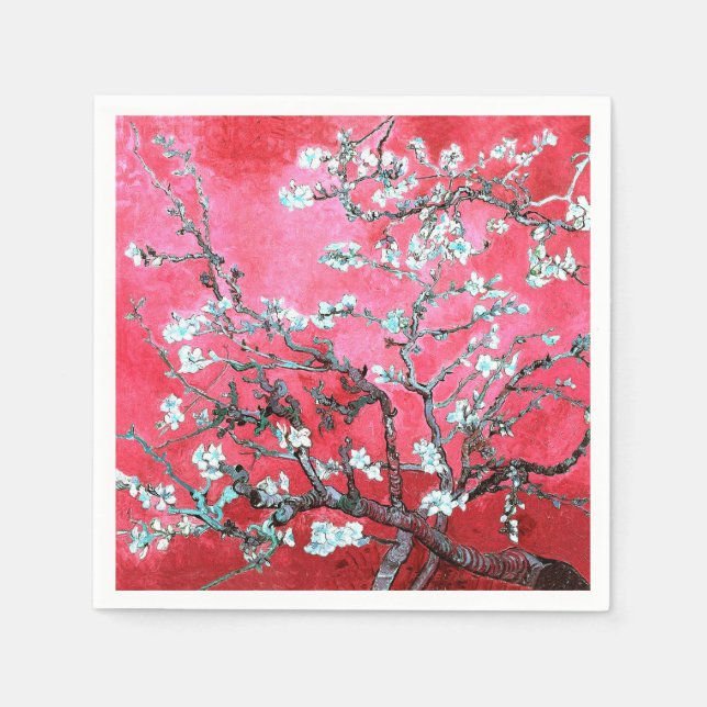 Van Gogh Almond Blossoms Red blue  Napkins (Front)