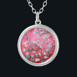 Van Gogh Almond Blossoms Red blue  Silver Plated Necklace<br><div class="desc">Pinkish Red Almond Blossoms by Vincent Van Gogh color alteration copyright 2sweet4wordsDesigns/ PureVintage Love Pinkish Red Almond Blossoms for an artistic touch to Personal Style, Wedding Party, Baby Shower, Office gifts or Spring Party: Celebrate your special occasions with the enchanting beauty of Vincent Van Gogh's Almond Blossoms. Our Pinkish Red...</div>