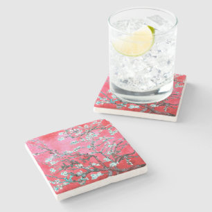 Van Gogh Almond Blossoms Red blue Stone Coaster