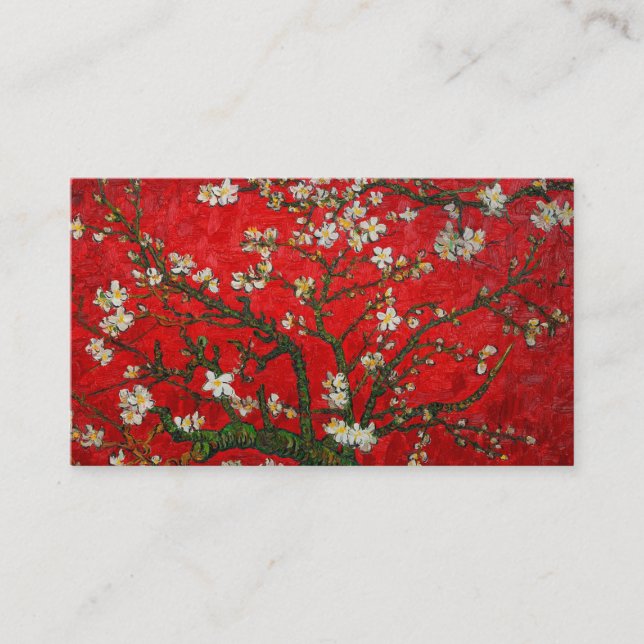 Van Gogh Almond Blossoms Red Enclosure Card (Front)