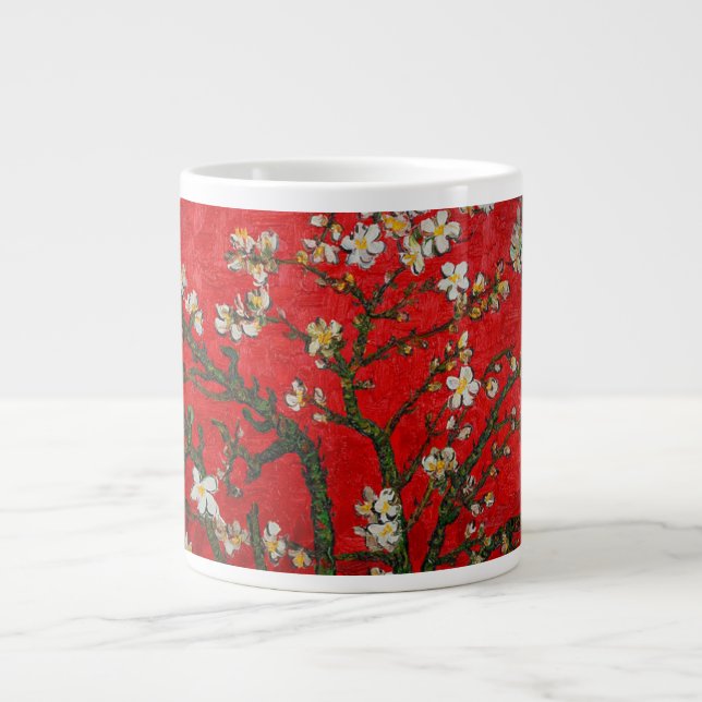 Van Gogh Almond Blossoms Red Giant Coffee Mug (Front)