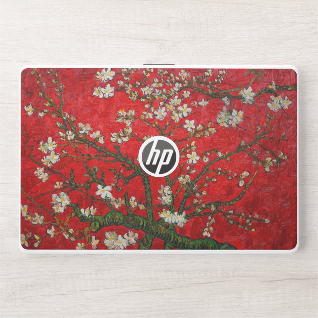 Van Gogh Almond Blossoms Red HP Laptop Skin (Front)