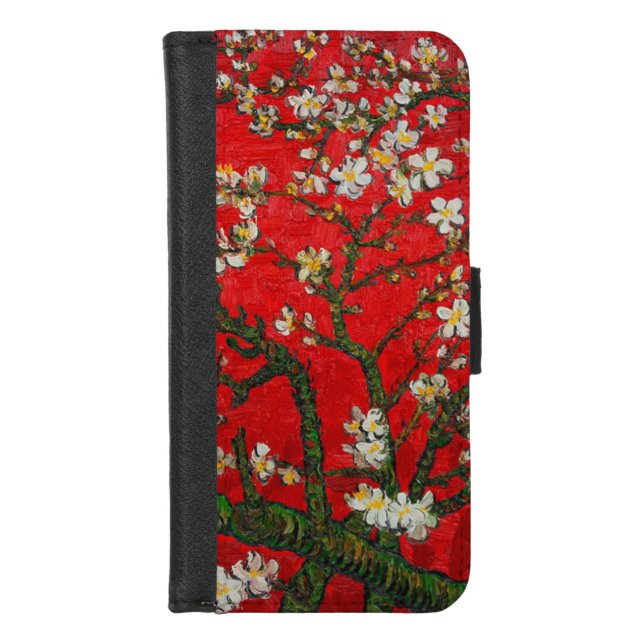 Van Gogh Almond Blossoms Red iPhone Wallet Case (Front)