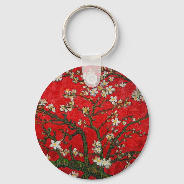 Van Gogh Almond Blossoms Red Keychain (Front)