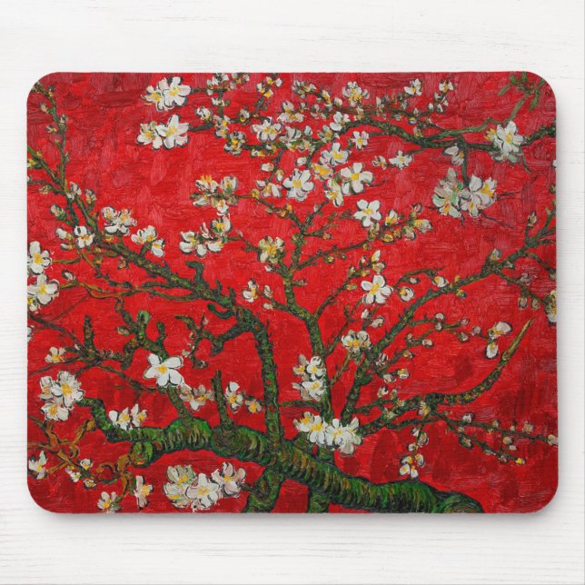 Van Gogh Almond Blossoms Red Mouse Pad (Front)