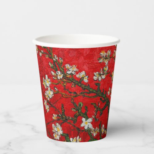 Van Gogh Almond Blossoms Red Paper Cups