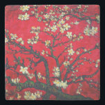 Van Gogh Almond Blossoms Red Stone Coaster<br><div class="desc">Stone Coaster featuring Vincent van Gogh’s oil painting Almond Blossoms (1890) in red. An almond tree blossoms white flowers in front of a red sky. A great gift for fans of impressionism and Dutch art.</div>