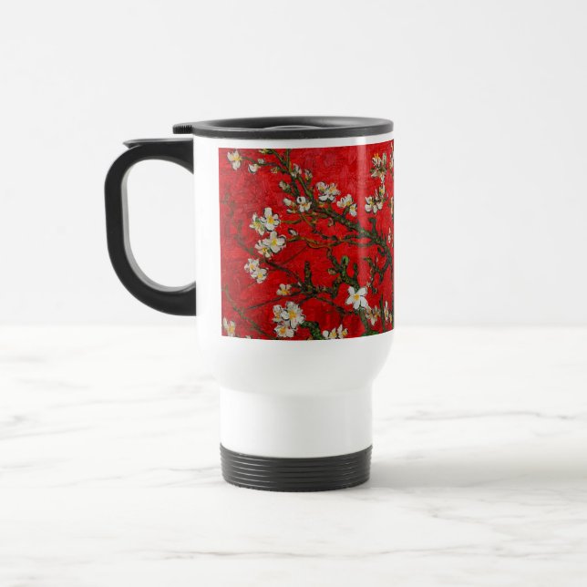 Van Gogh Almond Blossoms Red Travel Mug (Left)