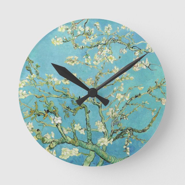 Van Gogh Almond Blossoms Round Clock (Front)