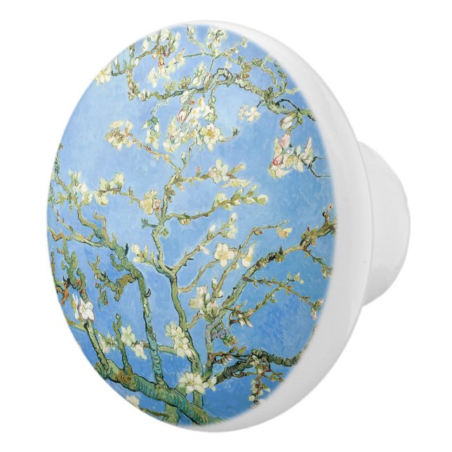 Van Gogh Almond Blossoms, Sky Blue Ceramic Knob (Right)
