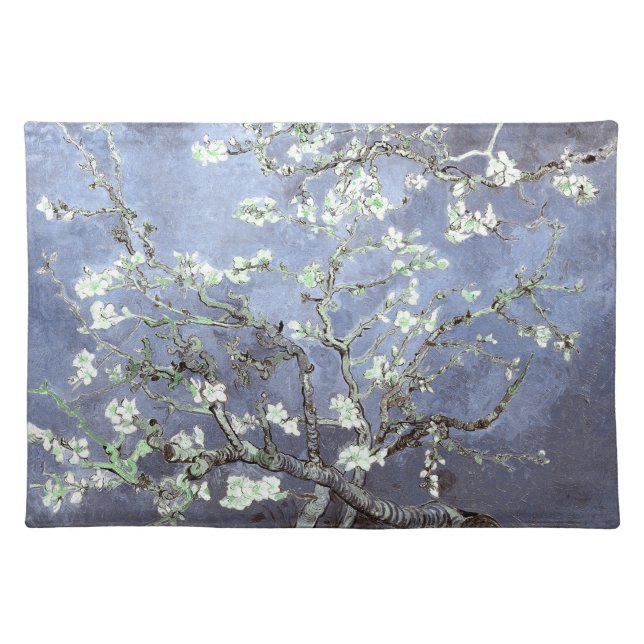 Van Gogh Almond Blossoms Steel Blue Cloth Placemat (Front)
