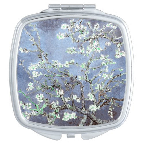 Van Gogh Almond Blossoms Steel Blue Compact Mirror